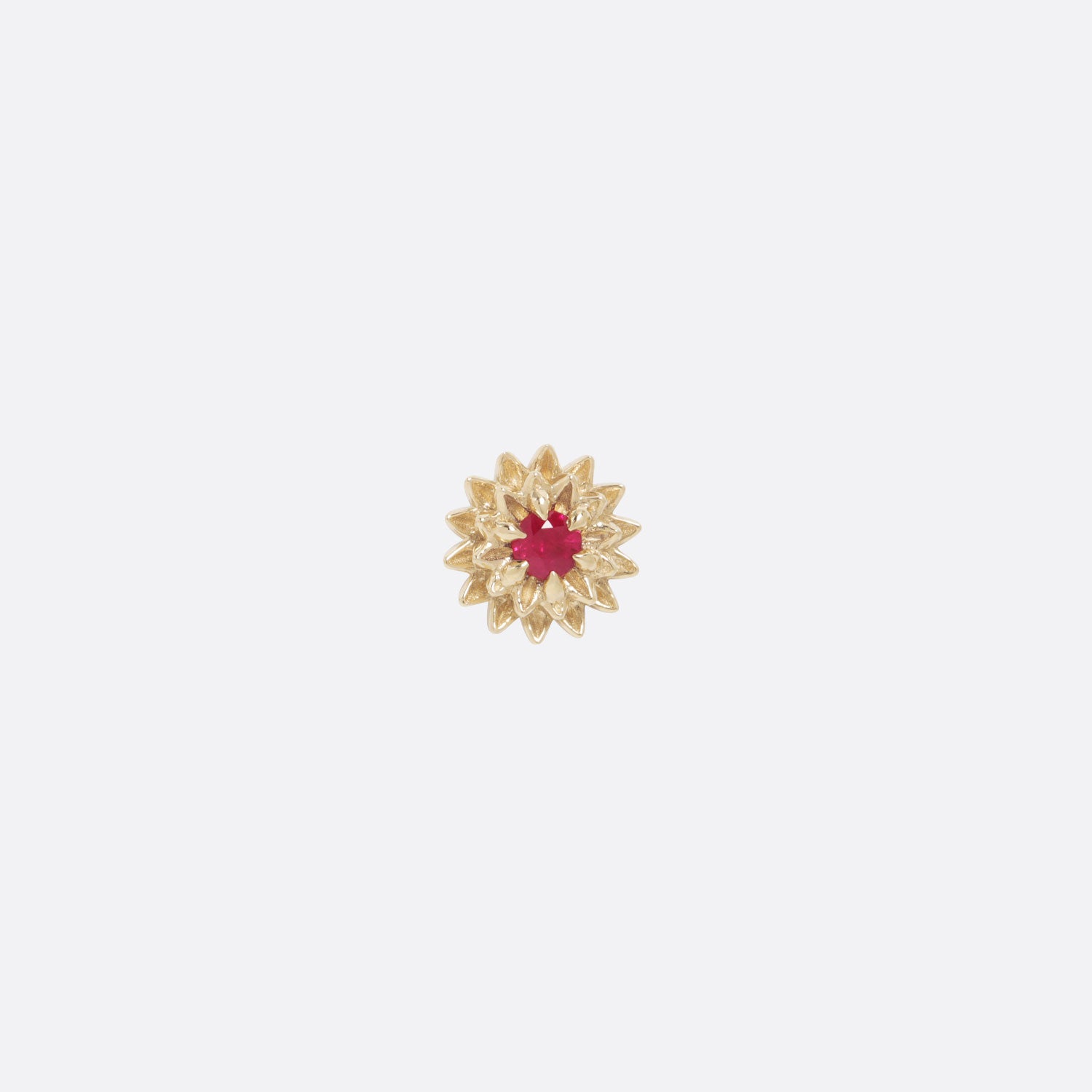 Dahlia - Ruby Threadless Solid Gold Ends | Tether Jewelry