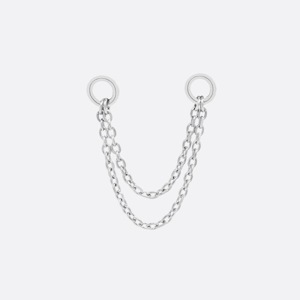 Tethered Double Chain - 14K WHITE