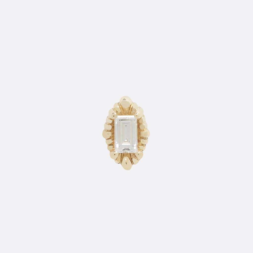 Melange Baguette - 14K YELLOW - Diamond Threadless Solid Gold Ends ...