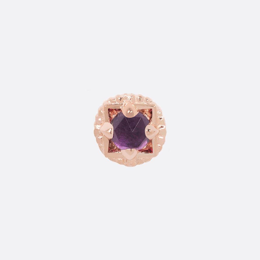 Threadless End Omega Omega 24 - 14K ROSE - Amethyst Threadless Solid Gold Ends | Tether Jewelry