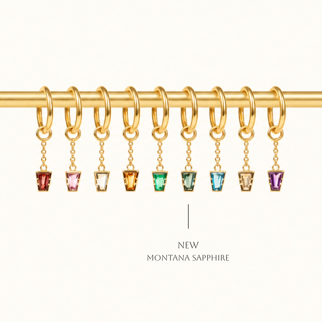 Linda Chain Charm - 14K YELLOW - Montana Sapphire