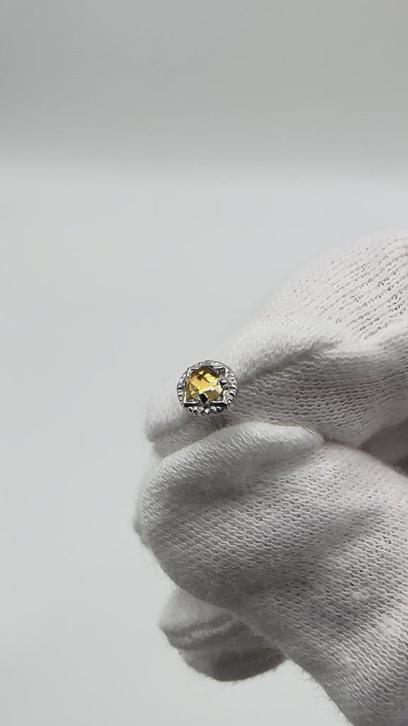 Video of threadless end affixed to post being moved around to show height, sides, and gemstone