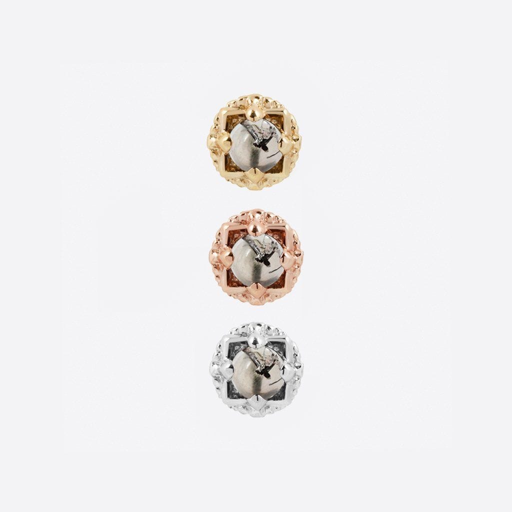 Threadless End Omega OMEGA 24 TOURMALATED QUARTZ Threadless Solid Gold Ends | Tether Jewelry